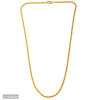 Golden Chain For Boys Stylish Neck Chain Mens Jewellery Gold Chain For Men Boys Gold-plated Plated Brass Chain (23 Inch)Water And Sweat Proof Jawellery-thumb0