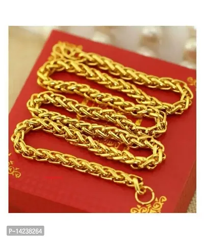 Designer  Gold plated Lotus Chain  Gold-plated Plated Brass Chain (23 Inch)Water And Sweat Proof Jawellery-thumb4