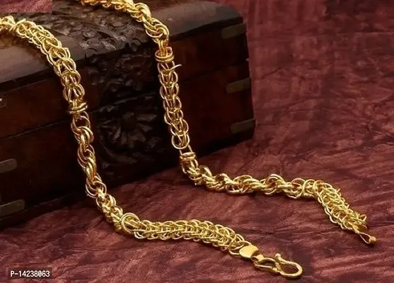 1 Gram Gold plated Chain For Boys and Man Gold-plated Plated Brass Chain (20 Inch)Water And Sweat Proof Jawellery