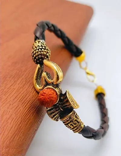 Trendy Designer Ethnic Rudraksh Men's Adjustable Kada Bracelet