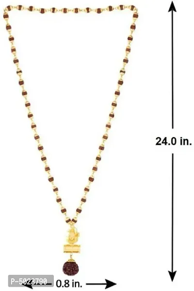 Shiv Rudraksha Studded Chain With Trishul Om Beads Gold-plated Plated Brass Chain