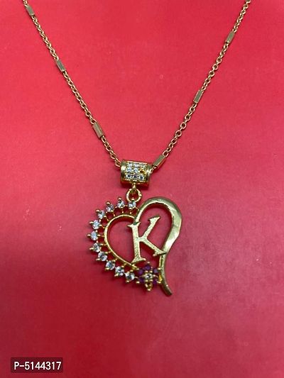 K Letter mangalsutra Alphabet Name Gold Plated New Collection Pendant Locket For Girls/Women Gold-plated Alloy Latest Style Design New Model Mangalsutras Alloy Mangalsutra-thumb0