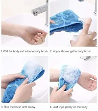 Waterproof And Easy Body Back Side and Foot Cleaning Brush Bathing Brush Exfoliating Back Scrubber for Shower loofah Silicone Scrubber Belt Removes Bath Towel Waterproof Easy Foot Cleaner(Multicolor 1pcs)-thumb3