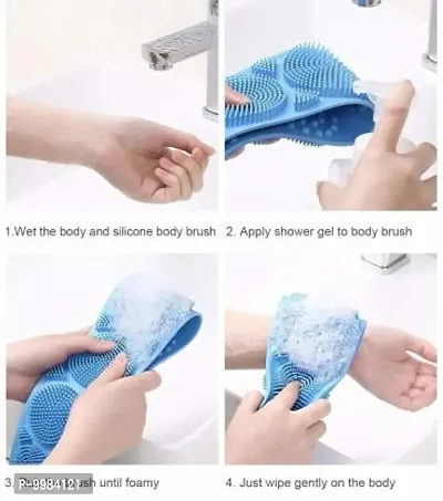 Waterproof And Easy Body Back Side and Foot Cleaning Brush Bathing Brush Exfoliating Back Scrubber for Shower loofah Silicone Scrubber Belt Removes Bath Towel Waterproof Easy Foot Cleaner(Multicolor 1pcs)-thumb4