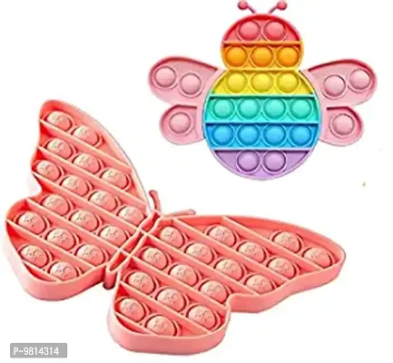 Fidget Popping Sounds Toy BPA Free Silicone Push Bubbles Toy For Autism Stress Reliever Sensory Toy- Pack Of 2