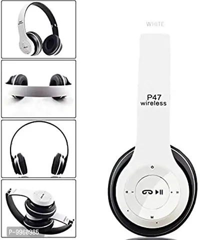 &nbsp;Wireless Bluetooth Headphonesl, With HD Sound And Bass Bluetooth Headset&nbsp;&nbsp;(White, On The Ear)-thumb0