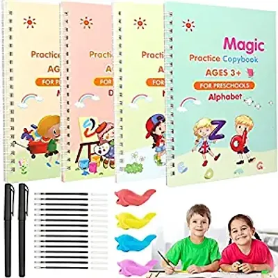 Number Tracing Book For Pre-Schoolers With Pen, Magic Calligraphy Copybook Set Practical Reusable Writing Tool Simple Hand Lettering