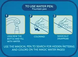 4 Pages Colour Magic Water Book With1 Pen For Kids Drawing , Reusable Copy Book- Pack Of 3-thumb2