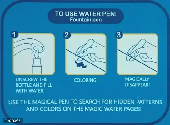 4 Pages Colour Magic Water Book With1 Pen For Kids Drawing , Reusable Copy Book- Pack Of 3-thumb3