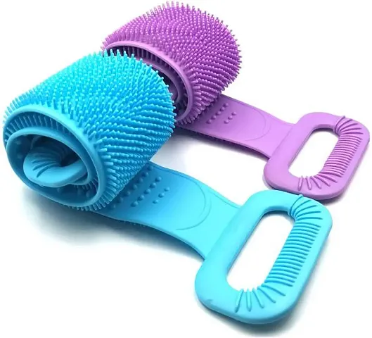 "Silicone Bath Body and Skin Brush Belt By Majestique - Body Back Scrubber, Easy to a Clean Eco Friendly, Long Lasting for Women & Men Comfort Pack of 2"