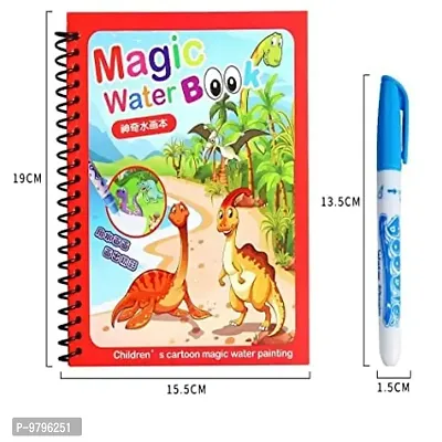 Kids Magic Water Colouring Books Reusable Reveal Pad Chunky Size 3 Book And 3 Pen- Pack Of 3-thumb0