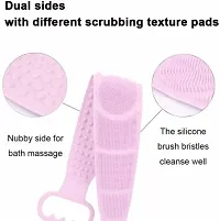 Waterproof And Easy Body Back Side and Foot Cleaning Brush Bathing Brush Exfoliating Back Scrubber for Shower loofah Silicone Scrubber Belt Removes Bath Towel Waterproof Easy Foot Cleaner(Multicolor 1pcs)-thumb1