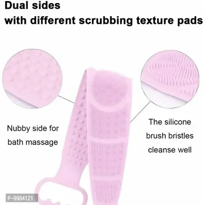 Waterproof And Easy Body Back Side and Foot Cleaning Brush Bathing Brush Exfoliating Back Scrubber for Shower loofah Silicone Scrubber Belt Removes Bath Towel Waterproof Easy Foot Cleaner(Multicolor 1pcs)-thumb2