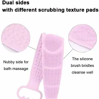 Dual Sided Silicone Shower Bath Belt Back Scrubber Brush and Massager Foot/Sole Cleaner Shower Bath-thumb1