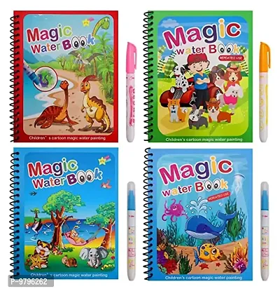 Kids Magic Water Colouring Books Reusable Reveal Pad Chunky Size 3 Book And 3 Pen- Pack Of 3