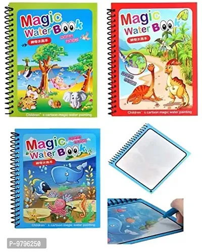 Water Book For Kid Drawing Reusable Water Colouring Book With Magic Pen- Pack Of 3-thumb0