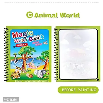 Kids Magic Water Colouring Books Reusable Reveal Pad Chunky Size 3 Books, 3 Pens- Pack Of 3-thumb0