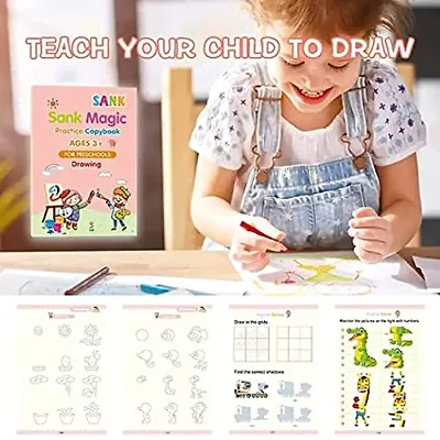 Preschool Magic Reused Practice Copybook For Kids Calligraphy Handwriting Exercise 4 Books And 10 Refills&nbsp;&nbsp;-Spiral, Generic