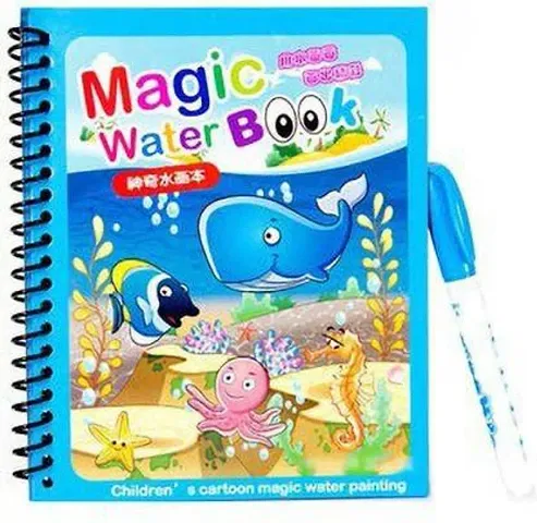 Kids Magic Water Colouring Books Unlimited Fun With Drawing Reusable Water-Reveal Activity Pad, Chunky-Size Water Pen For Kids- Pack Of 3 Books And 3 Pens- Pack Of 3