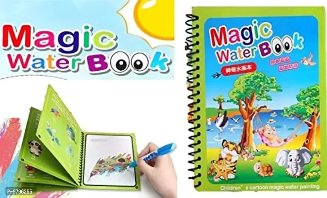 Import And Export Reusable Magic Water Book For Painting Children Cartoon Images With Water Pen- Pack Of 3-thumb0