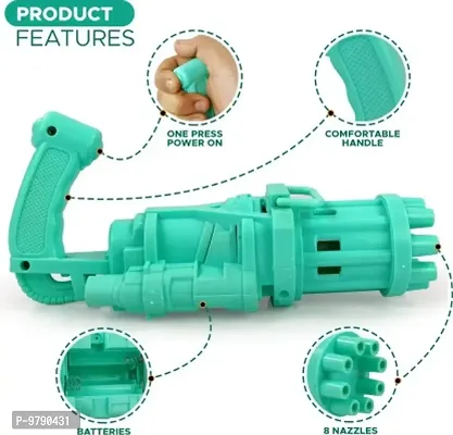 Gatling Bubble Machine Gun,8 Hole Electric Gun With 20 Ml Bubble Solution Toy Bubble Maker-thumb2