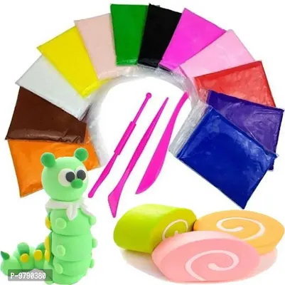 Dry Clay, Colorful Children Soft Clay, Gifts For Kids-Multicolor. Non-Toxic Modeling Magic Fluffy Foam Bouncing Clay 12 Different Color Clay For Kids With Tools-thumb0