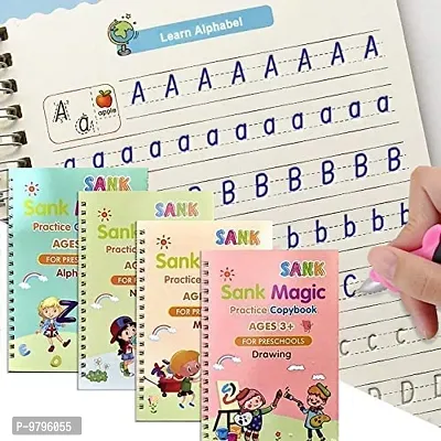 2022 Magic Practice Copybook,-4 Books ,2 Pen , 10 Refill Number Tracing Book For Pre-Schoolers With Pen-thumb0