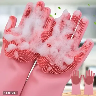 Silicone Hand Gloves For Dish Washing Kitchen Bathroom Car Cleaning