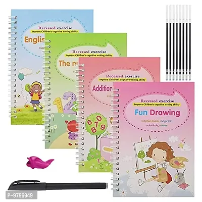 Magic Reused Practice Copybook For Kids Calligraphy Handwriting Exercise 4 Books And 10 Refills&nbsp;&nbsp;-Spiral, Generic