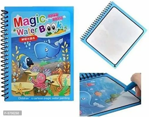 Magic Water Book For Kid Drawing Reusable Water Colouring Book With Magic Pen- Pack Of 3-thumb0