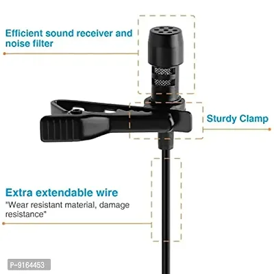 Collar Mic Voice Recording Filter Microphone for Singing YouTube  Smartphones, Black-thumb2