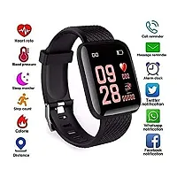 Sport Smart Watch Fitness Tracker Intelligent Bracelet Id 116 plus Smart Watch Strap  (Black)-thumb1