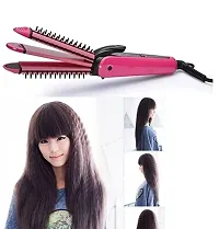 BEST Professional 3 in 1 Electric Hair Straightener, Curler Styler and Crimper For Women styles and colors and applying hair care products 2 M WIRE LENGTH (White  Pink Colour)-thumb1