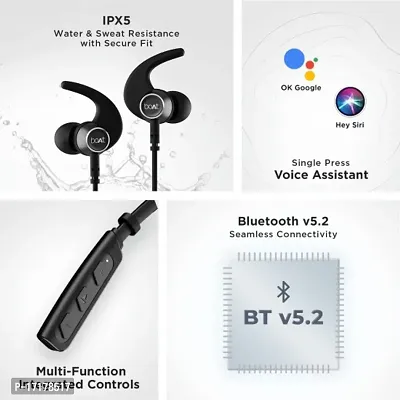 Bluetooth Wireless In Ear Earphones With Mic With Asap Charge Technology, V5.0, Call Vibration Alert, Magnetic Ear tips And Ipx5 Water  Sweat Resistance-thumb2