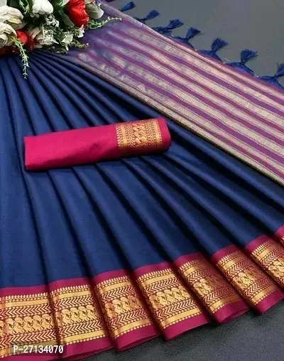 Classic Cotton Silk Saree without Blouse piece-thumb0