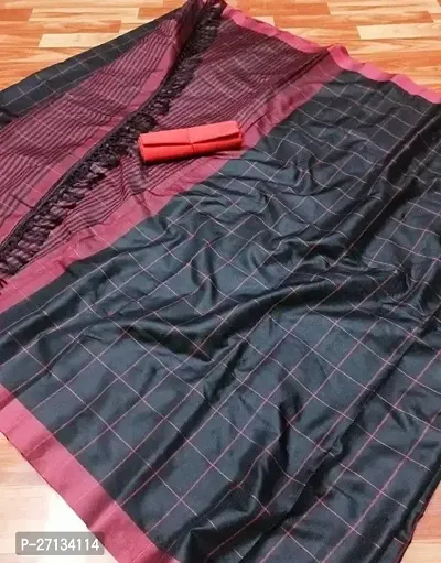 Cotton Linen Chex Desing Bollywood PartyWear Saree-thumb0