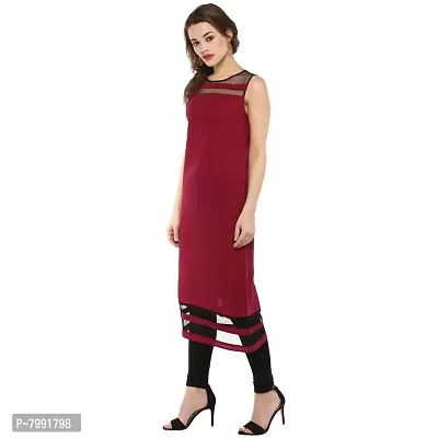 the bebo Maroon Pure Crepe Straight Elegant Kurti-thumb2