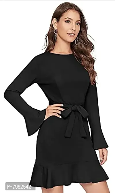 The Bebo Reglan Sleeve Hoodie Dress (Black)-thumb4