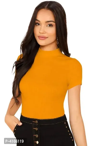 Trendy Yellow Cotton Blend Solid Top For Women-thumb0
