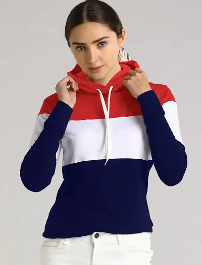 Cotton Blend Color Blocked Hooded T-Shirt