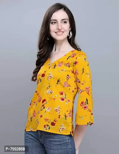 THE BEBO Yellow Crepe Elegant Ruffle TOP-thumb3