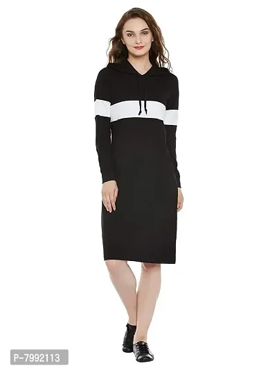 the bebo Women's Fit And Flare Maxi Hoodie Dress (GIRLSDRESS-19_S_Black_Small)