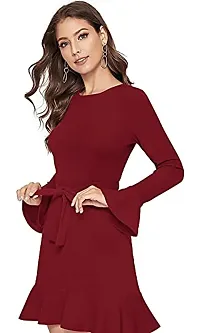 The Bebo Reglan Sleeve Hoodie Dress (Maroon)-thumb4