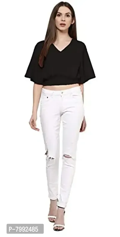 The Bebo Womens Crop Top V Neck Tops-thumb4