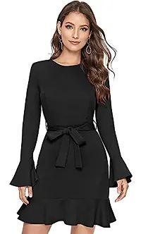 The Bebo Reglan Sleeve Hoodie Dress (Black)-thumb1