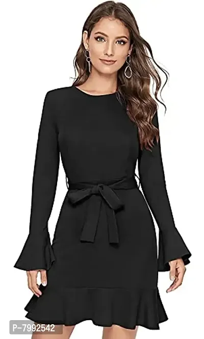 The Bebo Reglan Sleeve Hoodie Dress (Black)-thumb2