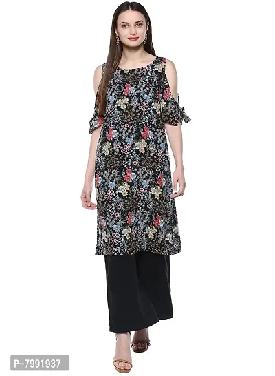 The Bebo Multicolor Pure Crepe Straight Elegant Kurti-thumb0