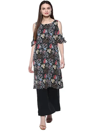 The Bebo Pure Crepe Straight Elegant Kurti