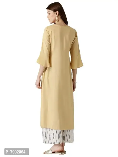 The Bebo Beige Pure Crepe Straight Elegant Kurti (Medium)-thumb3