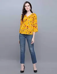 THE BEBO Yellow Crepe Elegant Ruffle TOP-thumb3